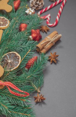 Noel arkaplanı şeker ve Noel oyuncakları