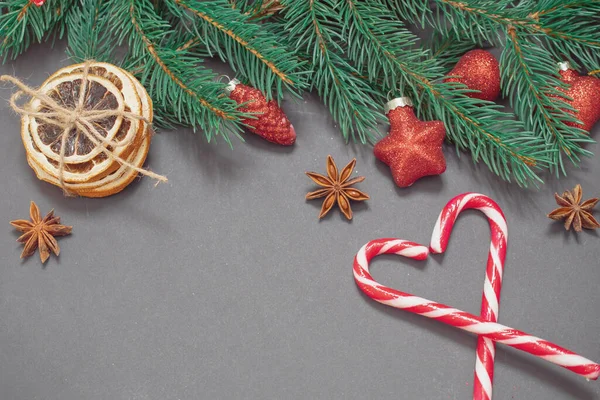 Noel arkaplanı şeker ve Noel oyuncakları