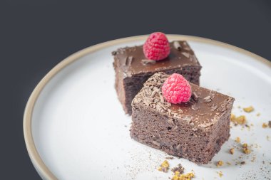 cup of coffee and chocolate cake, brownie