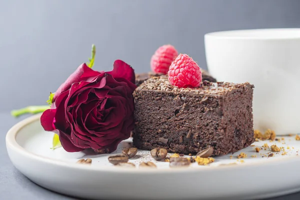 Cup Coffee Chocolate Cake Brownie — Photo