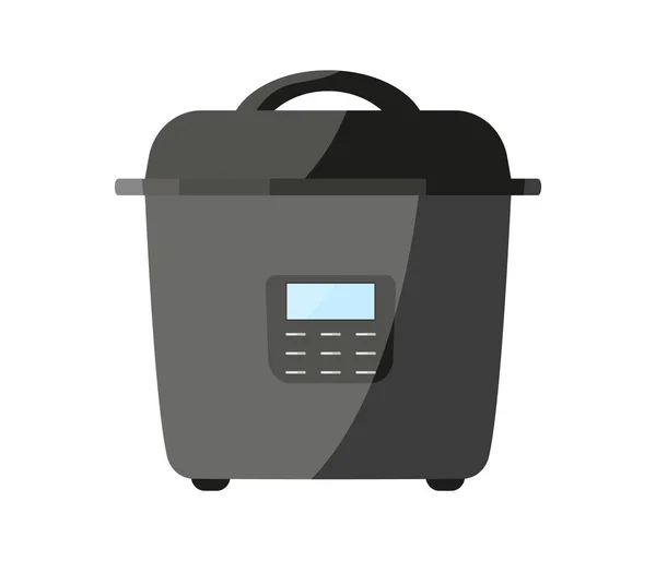 Multikocher Lebensmittel Automatikkocher Schwarz Flach Selbstkochend Integriertes Menü Programmauswahl Eingebaut — Stockvektor