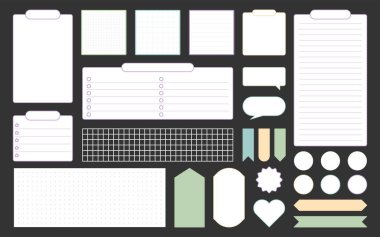 Boş çıkartma kartı planlayıcısı düz defter koleksiyonu yapıyor. Etiket etiketi eski, minimalist, doldurulmamış görev penceresi hatırlatma görevi, hatırlatma, hatırlatma, baloncuk kalp, alınma, nokta ızgara listesi, kişisel not boş düzenleme izole edildi