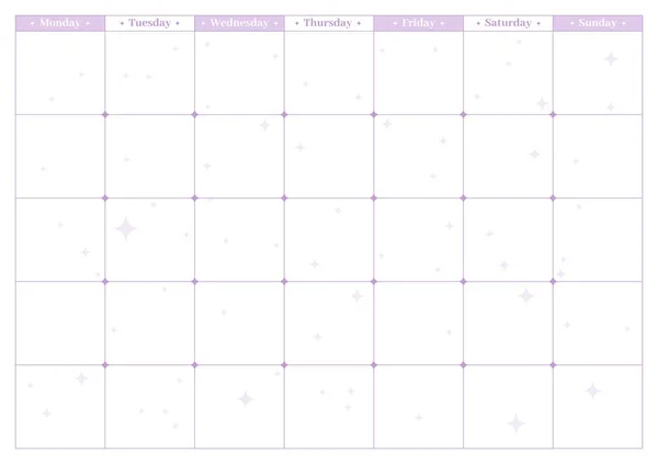 Elegante Calendario Planificador Mensual Linda Mesa Plana Stellar Magic Space — Archivo Imágenes Vectoriales
