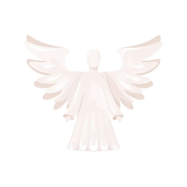 Ουρανός Άγγελος Αγαλματάκι Πτέρυγα Κεραμικά Λευκό Επίπεδο Αγαλματίδιο Λεία Γυαλιστερή — Διανυσματικό Αρχείο