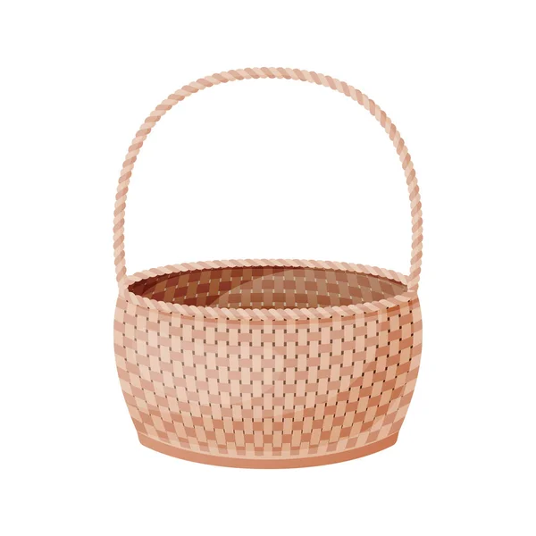 Wicker Basket Decorative Hand Wicker Empty Cartoon Picnic Bag Food — Stock Vector