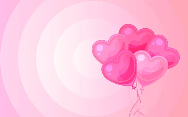 Modèle Bouquet Ballon Fond Vacances Plat Rose Célébration Romantique Coeur — Image vectorielle