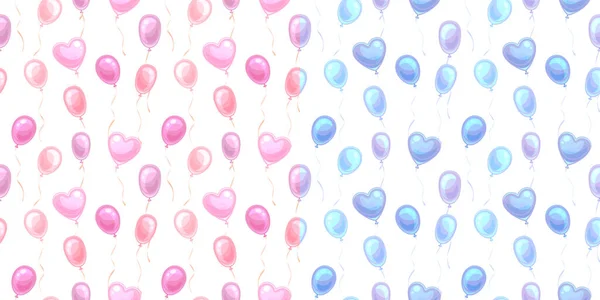 Festliche Urlaub Ballon Nahtlose Muster Geschenk Rosa Blau Flach Grußkarte — Stockvektor