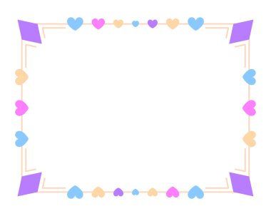 Eski sevgililer günü kalp çerçevesi sınır ayırıcı pembe çizgi düz. Tatlı, mor pastel peri masalı çocuk sihirli, renkli ayırıcı, dikdörtgen, tebrik kartı, gökkuşağı düğün kitabı kapağı çerçevesini seviyor.