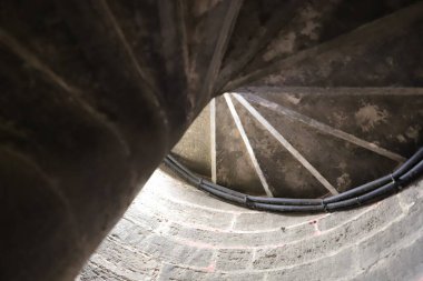 old metal staircase with water drops, background