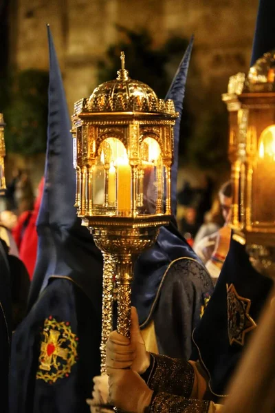 Granada Spanya Endülüs Kutsal Hafta Kutlaması Nın Haçı Fenerlerle Kaplı — Stok fotoğraf