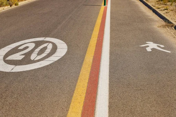Швидкість Велосипедний Знак Намальований Дорозі — стокове фото