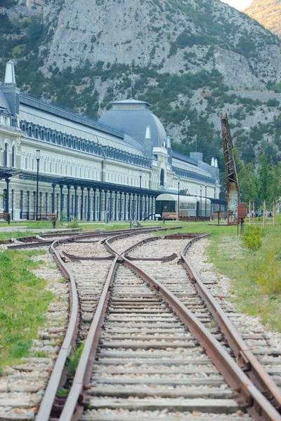 Kentteki Tren Istasyonu Canfranc Aragon Spanya — Stok fotoğraf