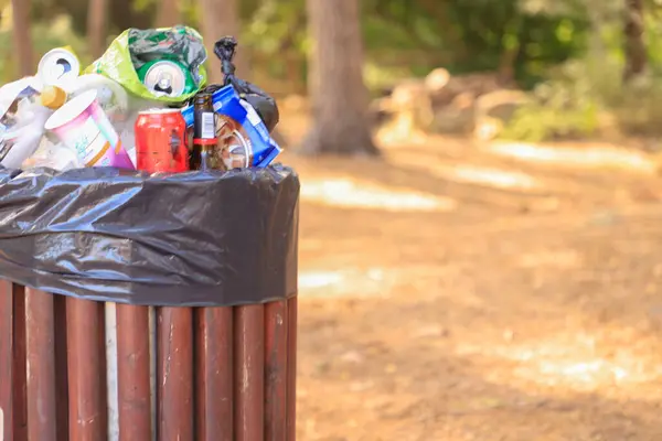 trash can on nature background