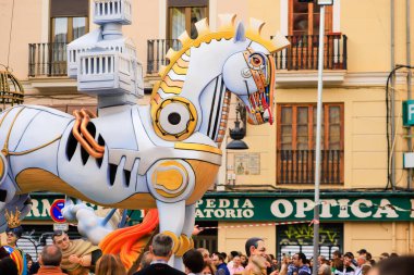 Valencia şehrinin geleneksel festivali, anıtlar, Fallas de Valencia, İspanya.