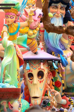 Valencia şehrinin geleneksel festivali, anıtlar, Fallas de Valencia, İspanya.