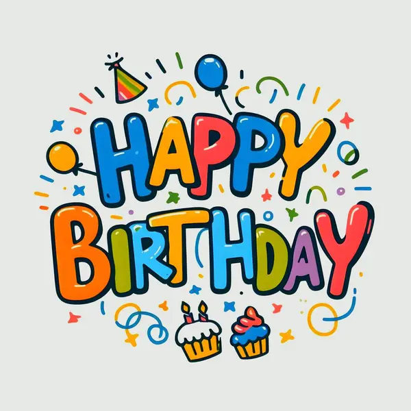 Mutlu yıllar sana, el yazması mektuplar ve balonlarla.