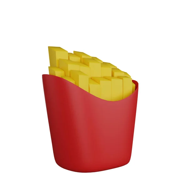 Rendering French Fries Junk Food Icon — Stock Photo, Image