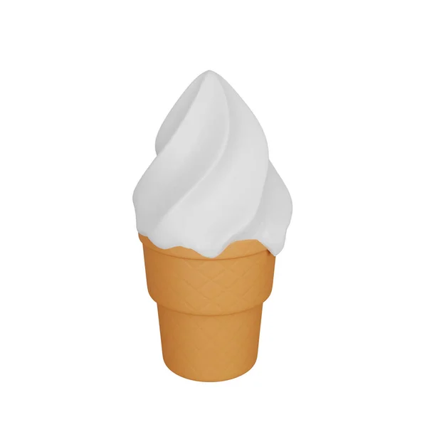 アイスクリームの3Dレンダリングファーストフードのアイコン — ストック写真