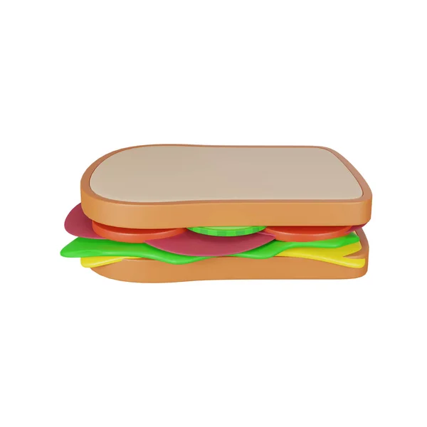Rendering Sandwich Fast Food Icon — Stock Photo, Image
