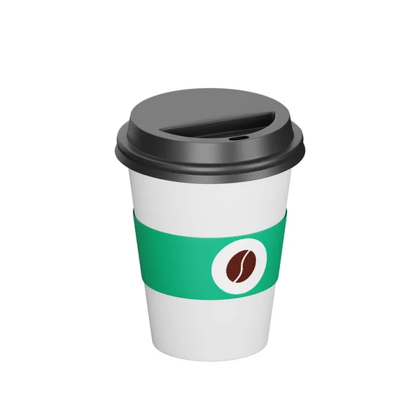コーヒーカップの3Dレンダリングファーストフードのアイコン — ストック写真