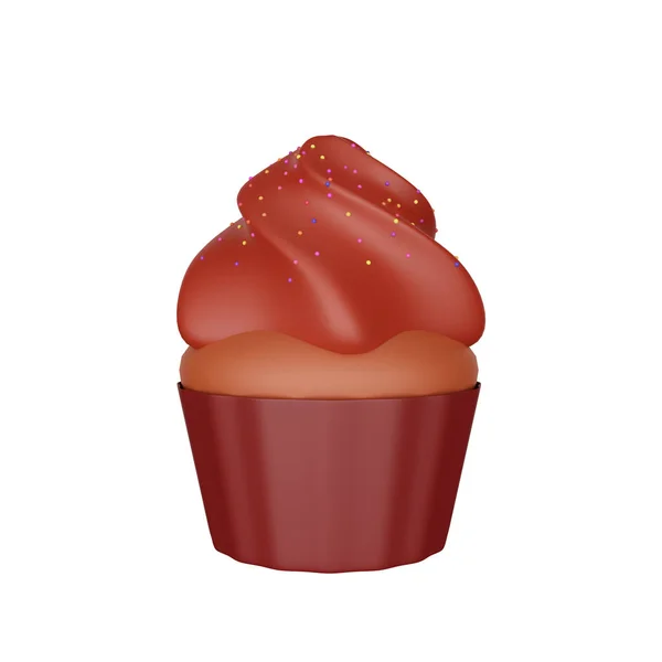 Rendering Icona Cupcake Fast Food — Foto Stock