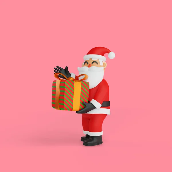 Darstellung Des Weihnachtsmannes Einer Großen Geschenkbox — Stockfoto