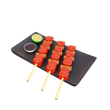 3d illustration of asian food yakitori, japanese food