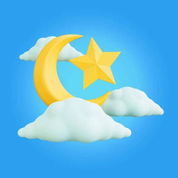 Rendering Mond Und Stern Ramadan Symbol — Stockfoto
