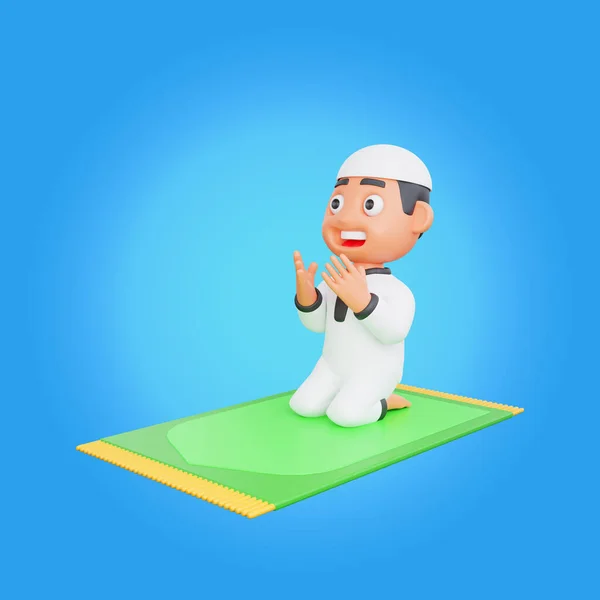 Darstellung Einer Muslimischen Figur Die Gebetsbewegungen Ausführt — Stockfoto
