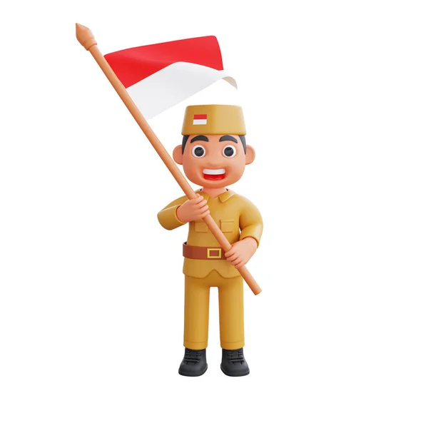 3次元戦士キャラクターとインドネシア独立記念日のコンセプト — ストック写真