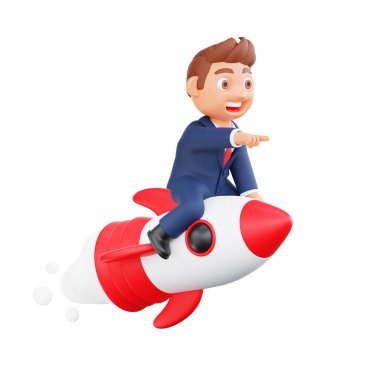 3D iş adamı karakter yöneticisi farklı pozlar ve iş faaliyetleri