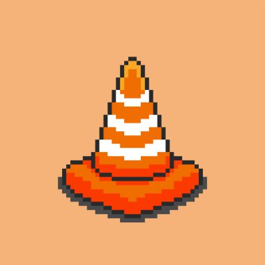 Trafik konisi pikseli sanatı. Vektör illüstrasyon tasarımı, oyun varlıkları temalı tasarımlar için mükemmel