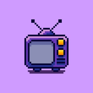 Pixel Art Design ile retro televizyonun vektör ilüstrasyonu, oyun varlıkları için mükemmel temalı tasarımlar