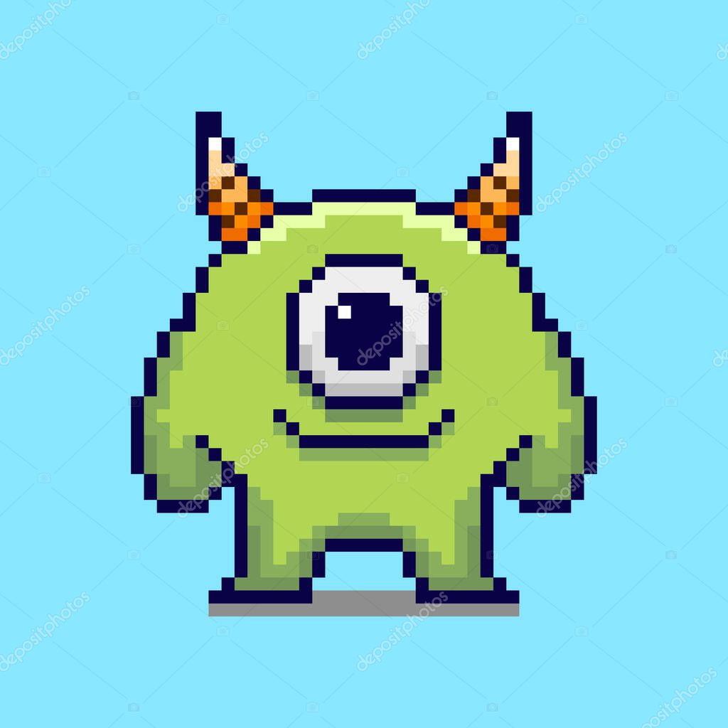 Vector Illustration of Monster with Pixel Art Design, perfect for game assets themed designs