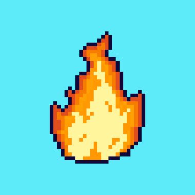 Pixel Sanat Tasarımı ile ateşin vektör ilüstrasyonu, oyun varlıkları için mükemmel temalı tasarımlar