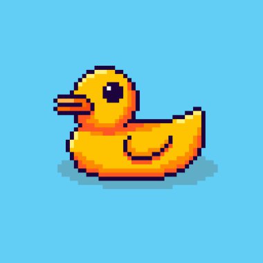 Pixel Art Design ile plastik ördeğin vektör çizimi, oyun varlıkları temalı tasarımlar için mükemmel