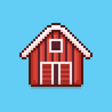Pixel Art Design ile çiftlik evinin vektör illüstrasyonu, oyun varlıkları için mükemmel temalı tasarımlar