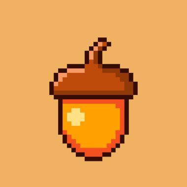 Pixel Art Design ile meşe palamudunun vektör illüstrasyonu, oyun varlıkları temalı tasarımlar için mükemmeldir