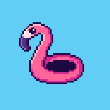 Pixel Art Design ile Flamingo platformunun vektör çizimi, oyun varlıkları için mükemmel temalı tasarımlar