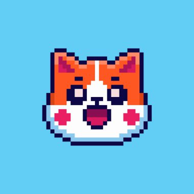 Pixel Art Design ile şirin kedinin vektör illüstrasyonu, oyun varlıkları temalı tasarımlar için mükemmel
