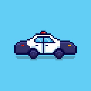 Vector Illustration of police car with Pixel Art Design, perfect for game assets themed designs