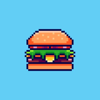 Piksel Sanat Tasarımı ile Burger 'in Vektör İllüstrasyonuName