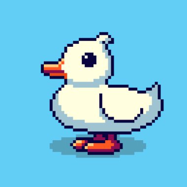 Pixel Art Design ile ördeğin vektör çizimi, oyun varlıkları temalı tasarımlar için mükemmel