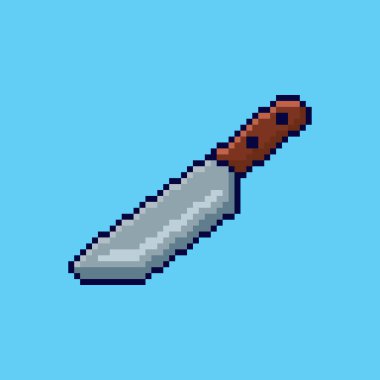 Pixel Art Design ile mutfak bıçağının vektör çizimi, oyun varlıkları temalı tasarımlar için mükemmel