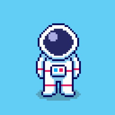 Pixel Art Design ile Astronotun Vektör İllüstrasyonuName