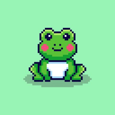 Piksel Sanat Tasarımı ile Kurbağanın Vektör İllüstrasyonuName