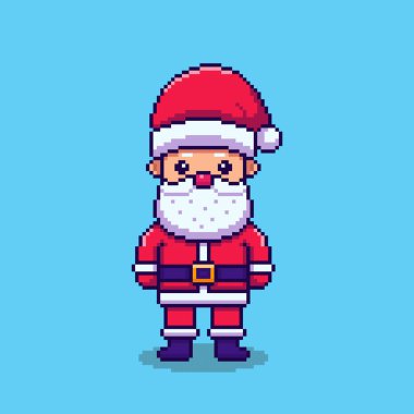 Pixel Sanat Tasarımı ile Noel Baba 'nın Vektör İllüstrasyonu, oyun kaynakları temalı tasarımlar için mükemmel