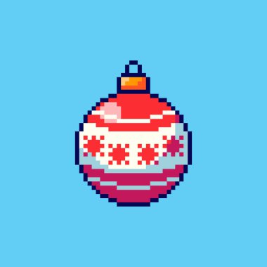 Pixel Art Design ile Noel Balosunun Vektör İllüstrasyonu, oyun varlıkları temalı tasarımlar için mükemmel