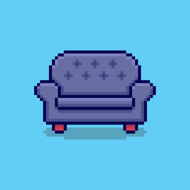 Pixel Art Design ile kanepenin vektör ilüstrasyonu, oyun varlıkları temalı tasarımlar için mükemmel