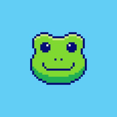 Piksel Sanat Tasarımı ile Şirin Kurbağa Yüzün Vektör İllüstrasyonuName